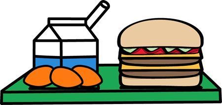 Lunch tray with milk and burger