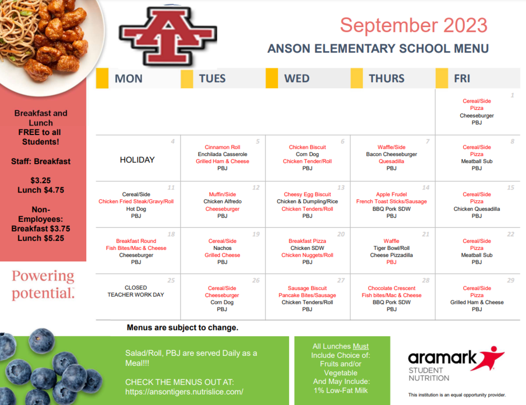 AES September Menu