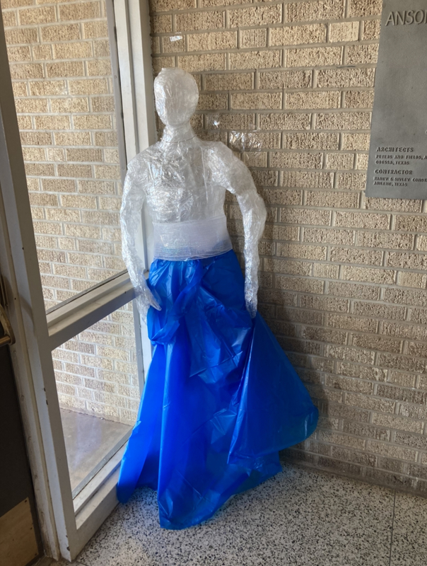 packing tape person with dress