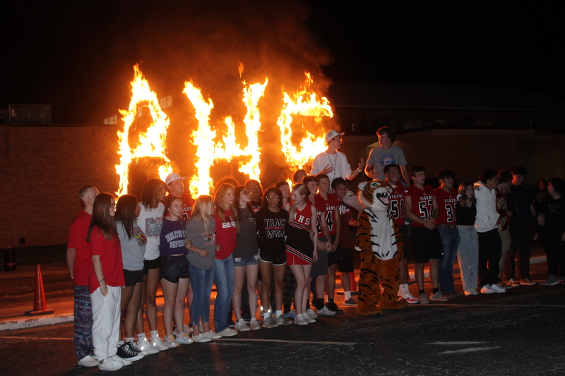 Seniors at burning the letters